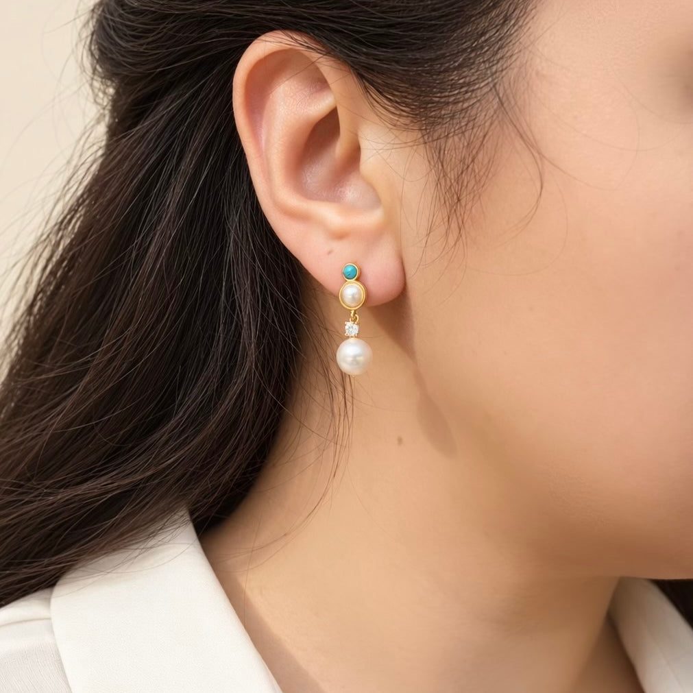 Azure pearl drop earrings