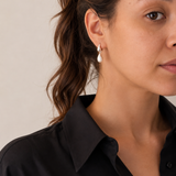 Fluid drop silver earrings
