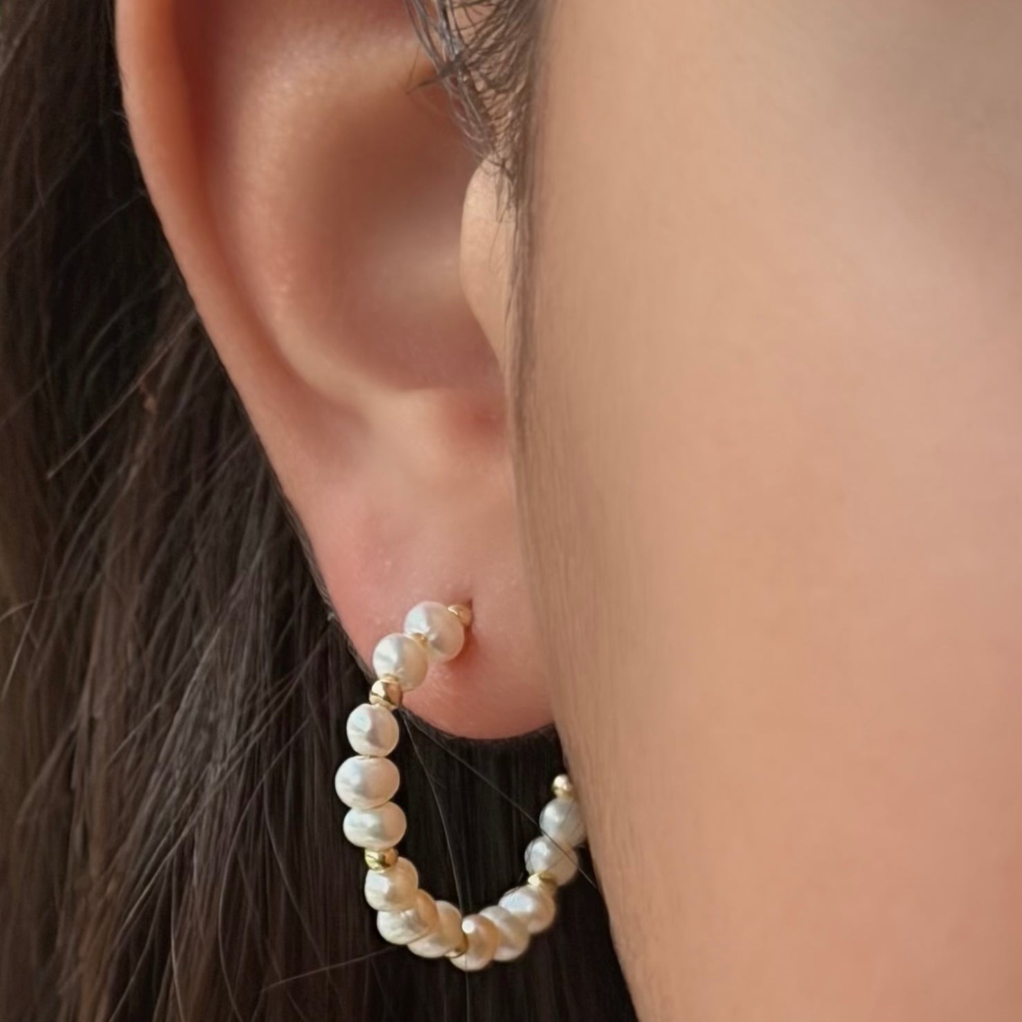 Treble Pearl Hoops