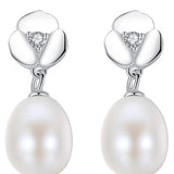 Pearl rose earrings