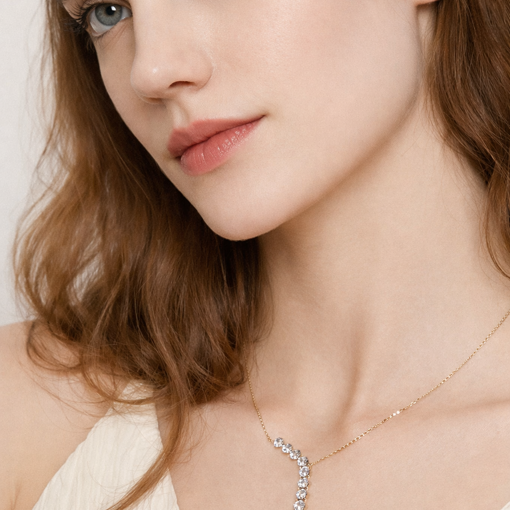 Teardrop tassel gold necklace