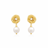 Rosette pearl earrings