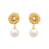 Rosette pearl earrings