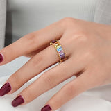 Rainbow baguette ring